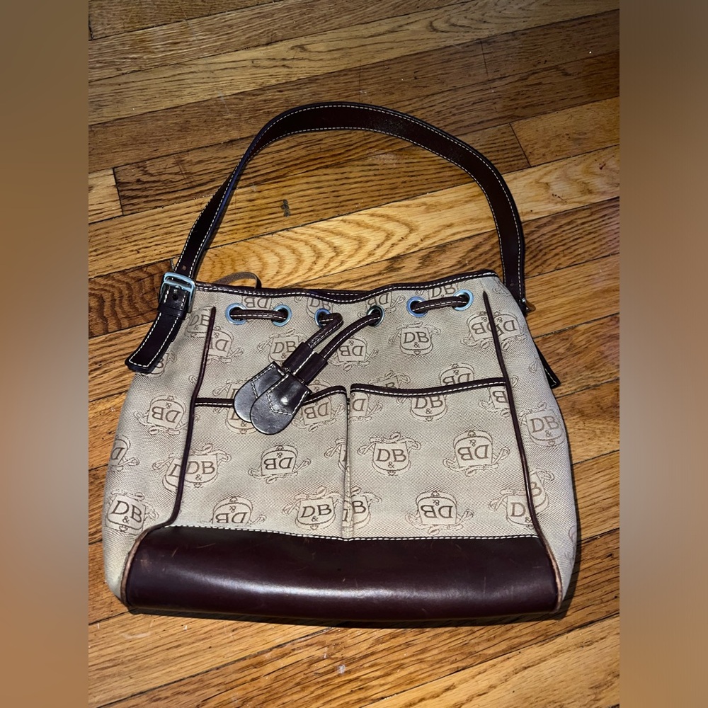 Dooney & Bourke Y2K Monogramed Drawstring Shoulder Bag